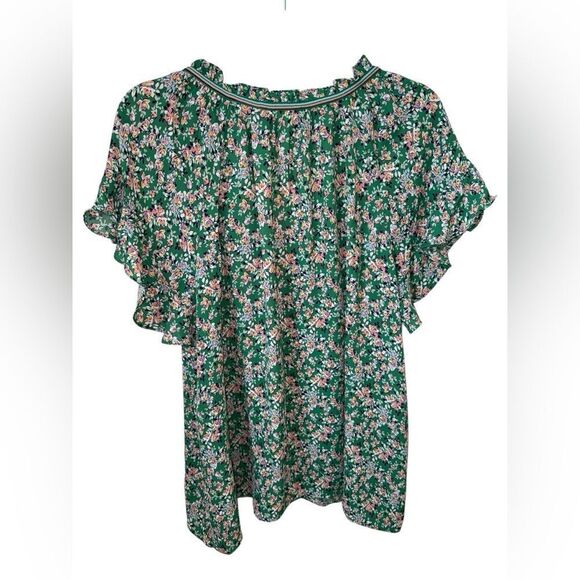 Max Studio Women’s 1X Floral Green Top NWT - Picture 4 of 9